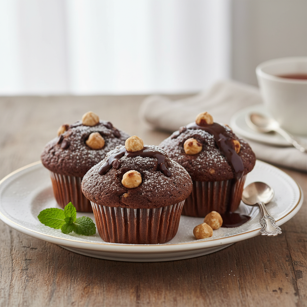 Photo de Recette des muffins gourmands au chocolat et noisettes