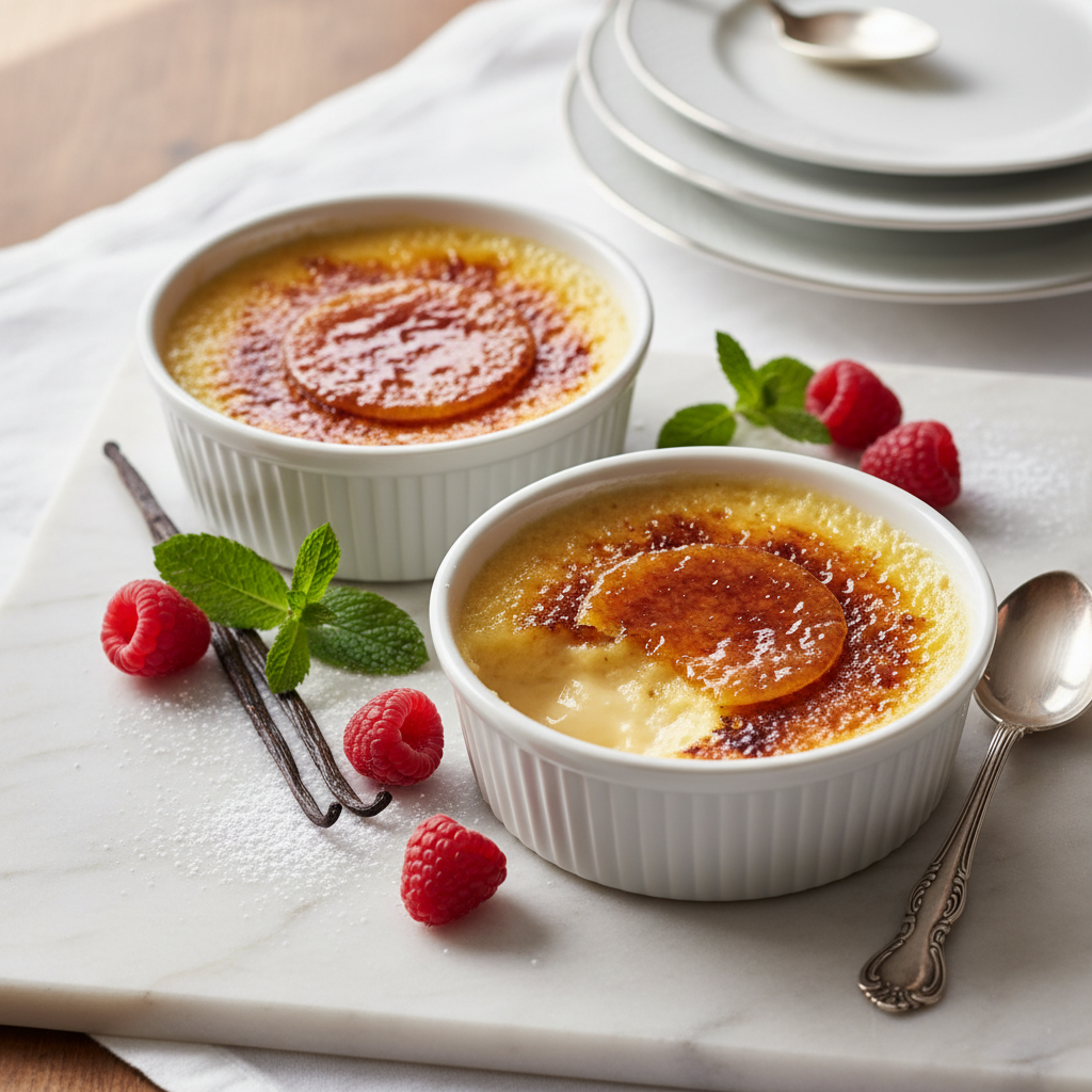 Photo de Recette de crème brûlée à la vanille façon Cyril Lignac