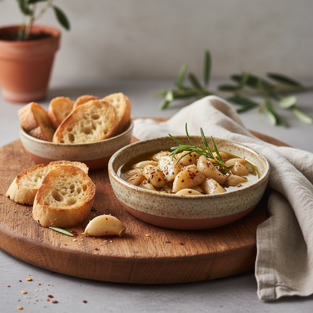 Photo de Recette de l'ail confit fondant à l'huile d'olive