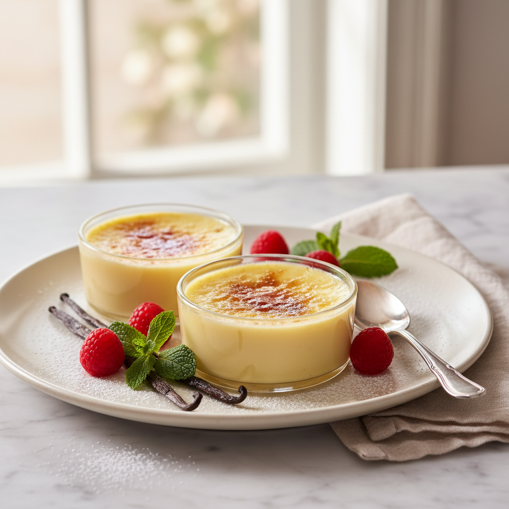 Photo de Recette des crèmes aux œufs à la vanille onctueuses