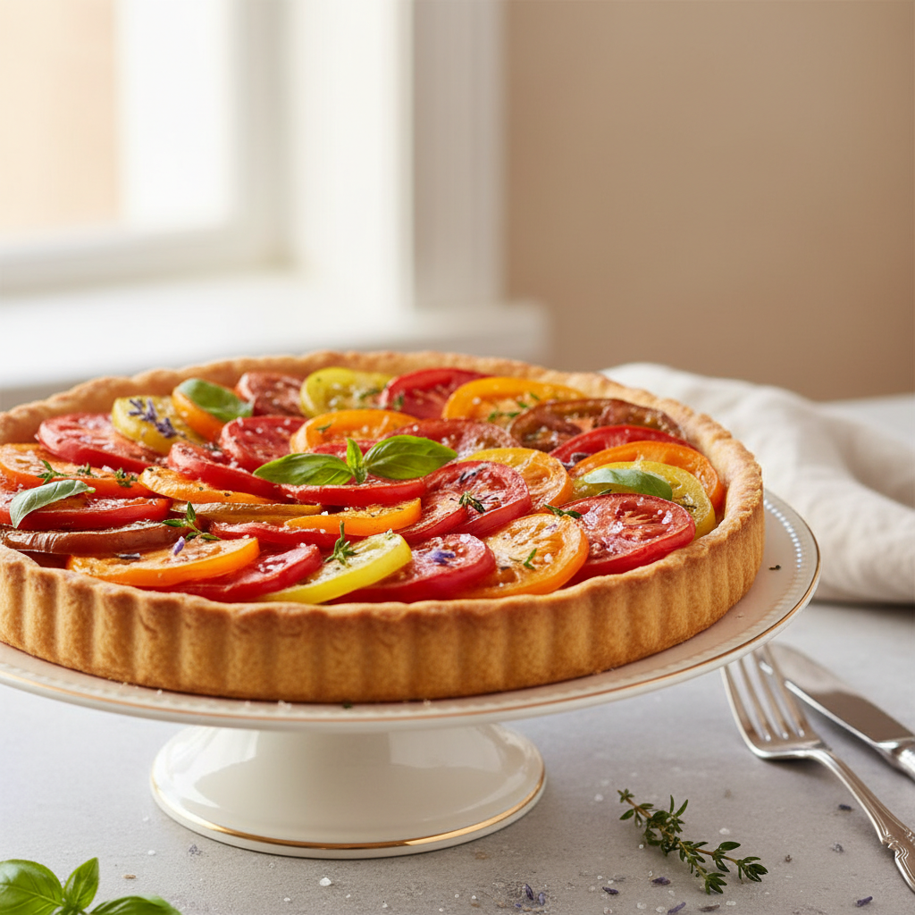 Photo de Recette de tarte tomate provençale à la pâte brisée maison