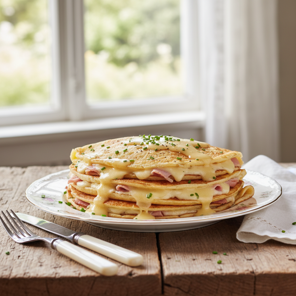 Photo de Recette des crêpes salées avec leur garniture fondante