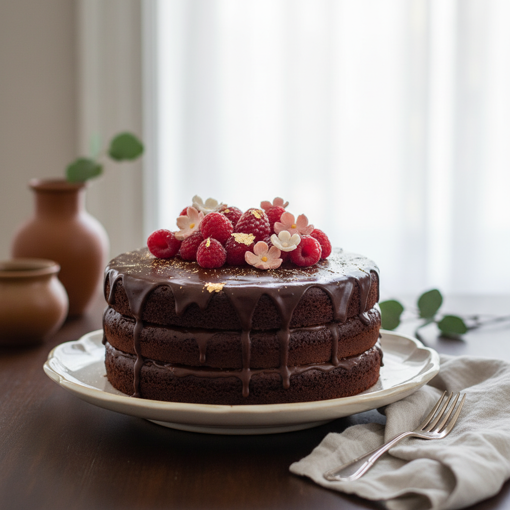 Photo de Recette du gâteau au chocolat d'anniversaire fondant et festif