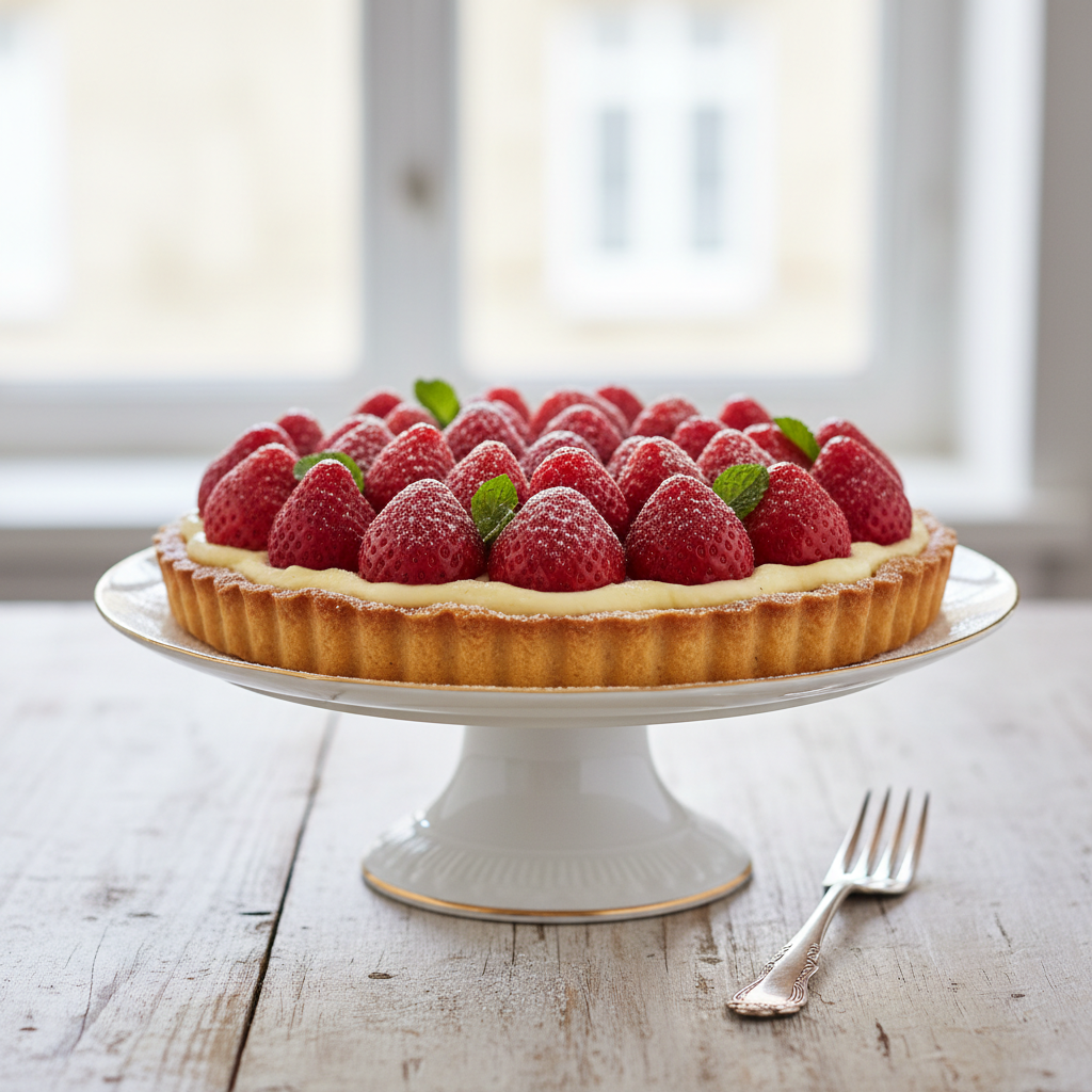 Photo de Recette de tarte aux fraises classique et gourmande