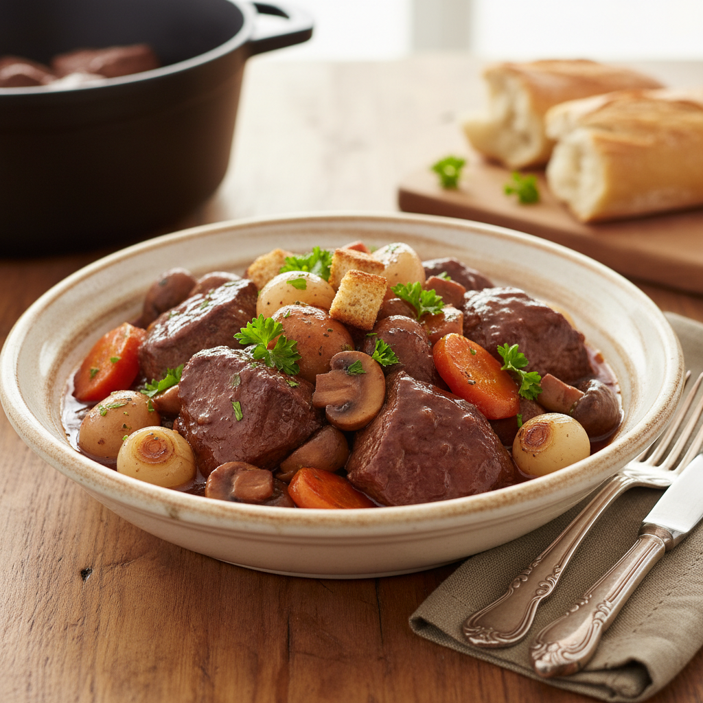 Photo de Recette du boeuf bourguignon traditionnel de grand-mère