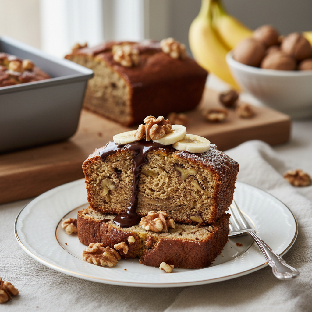 Photo de Recette de banana bread healthy et gourmand aux noix