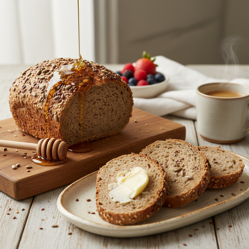 Photo de Recette de pain complet aux graines et miel de fleurs