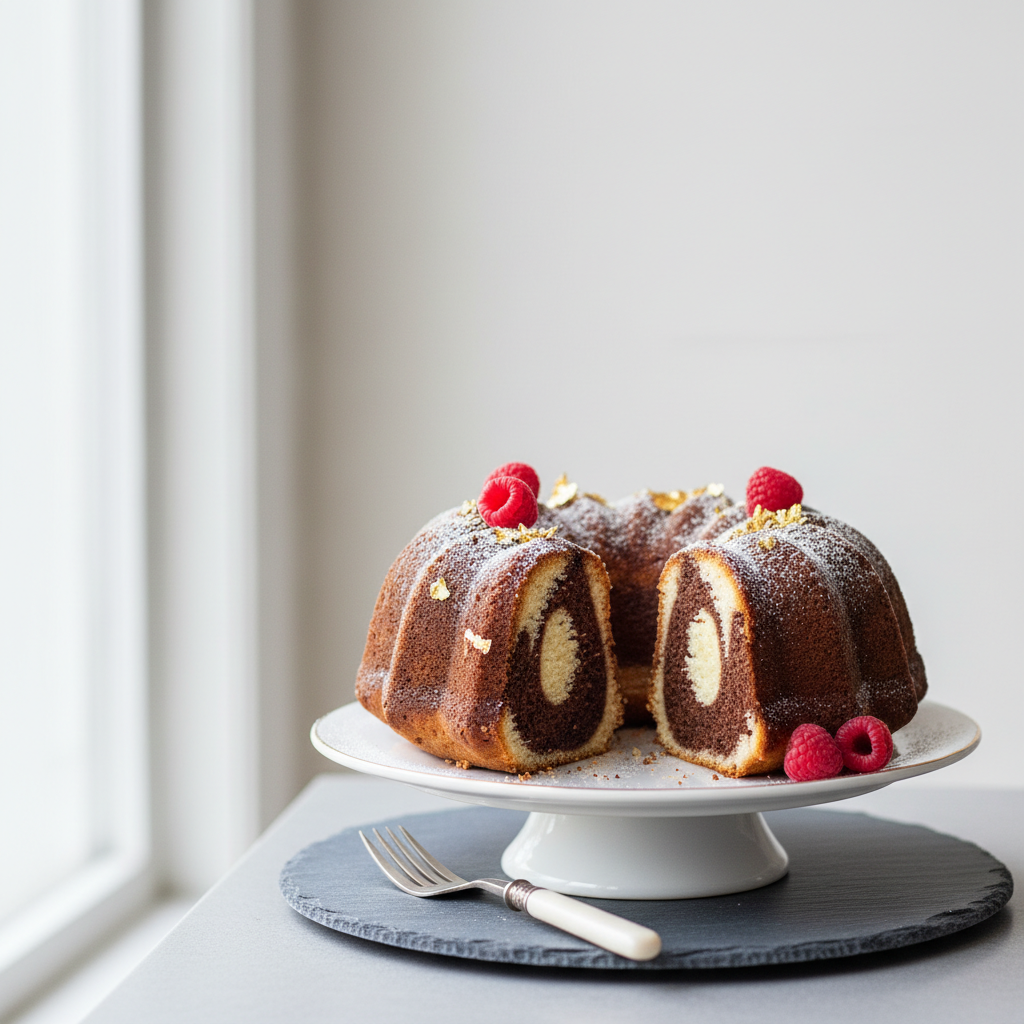 Photo de Recette de gâteau marbré au chocolat et à la vanille