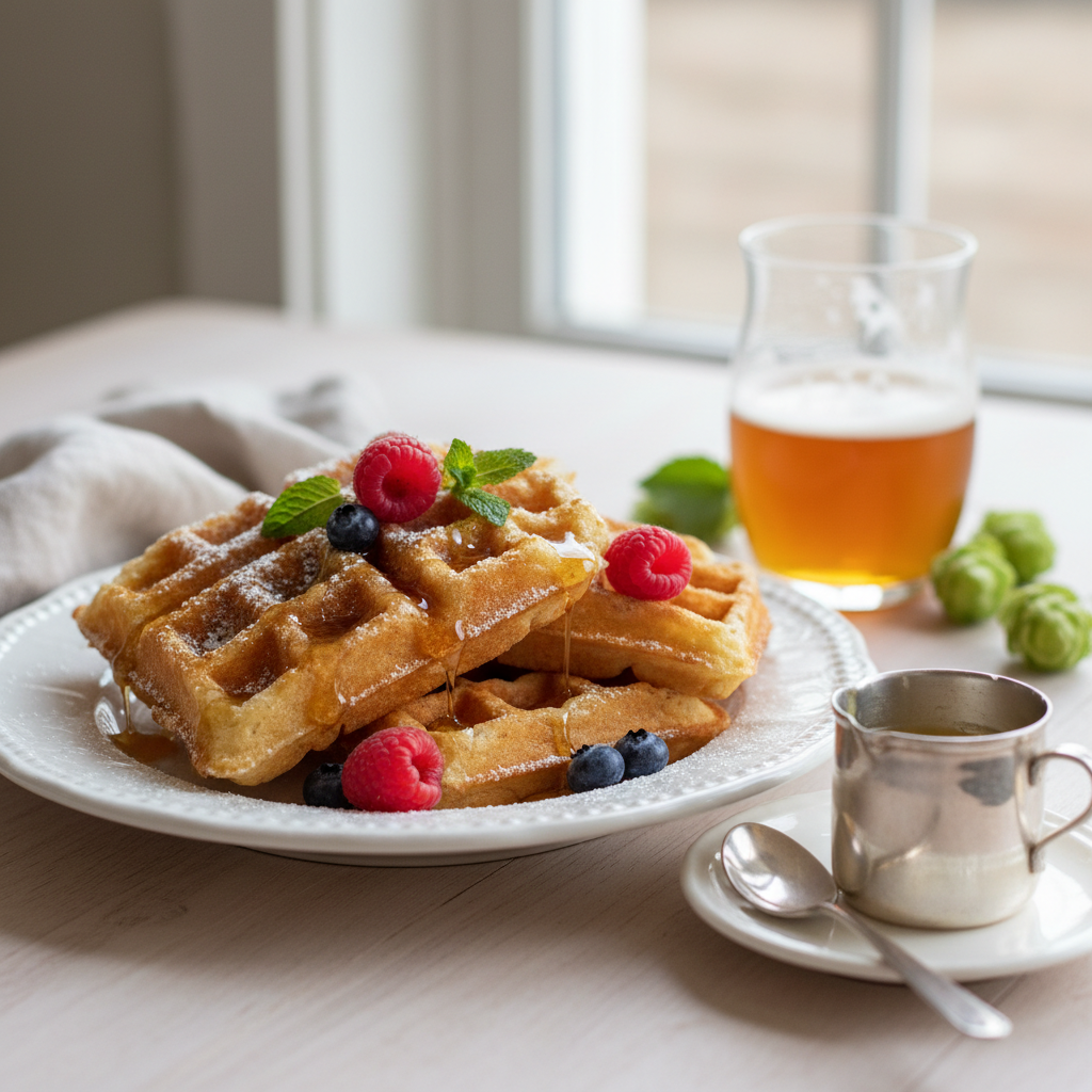 Photo de Recette de gaufres croustillantes à la bière et au beurre