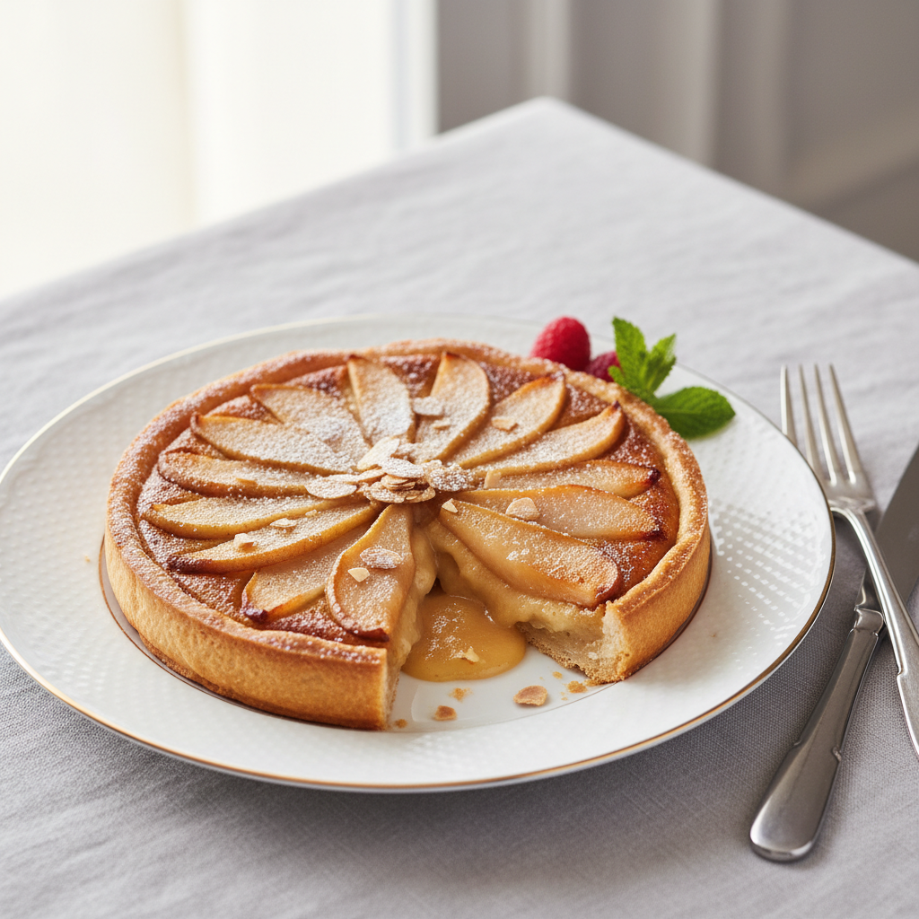 Photo de Recette de tarte aux poires et crème d'amandes fondante