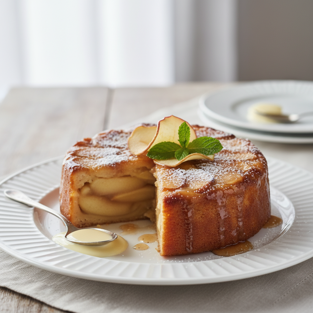 Photo de Recette de gâteau à la pomme fondant et caramélisé