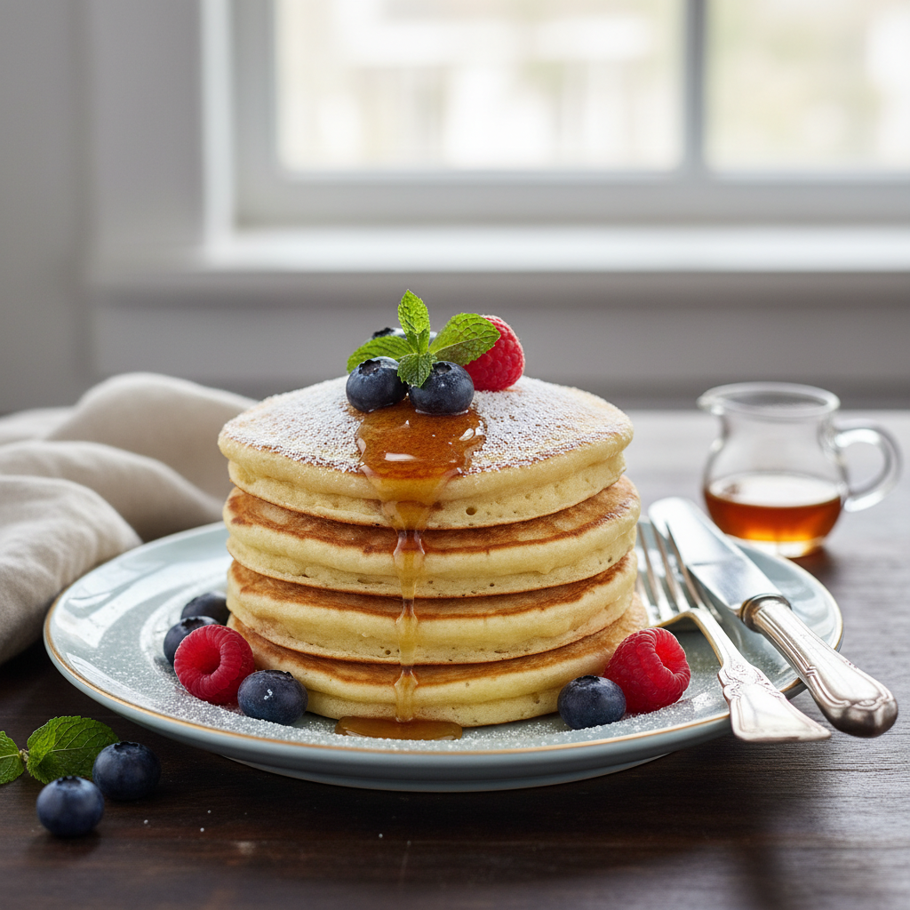 Photo de Recette de pancakes sans lait à la texture aérienne