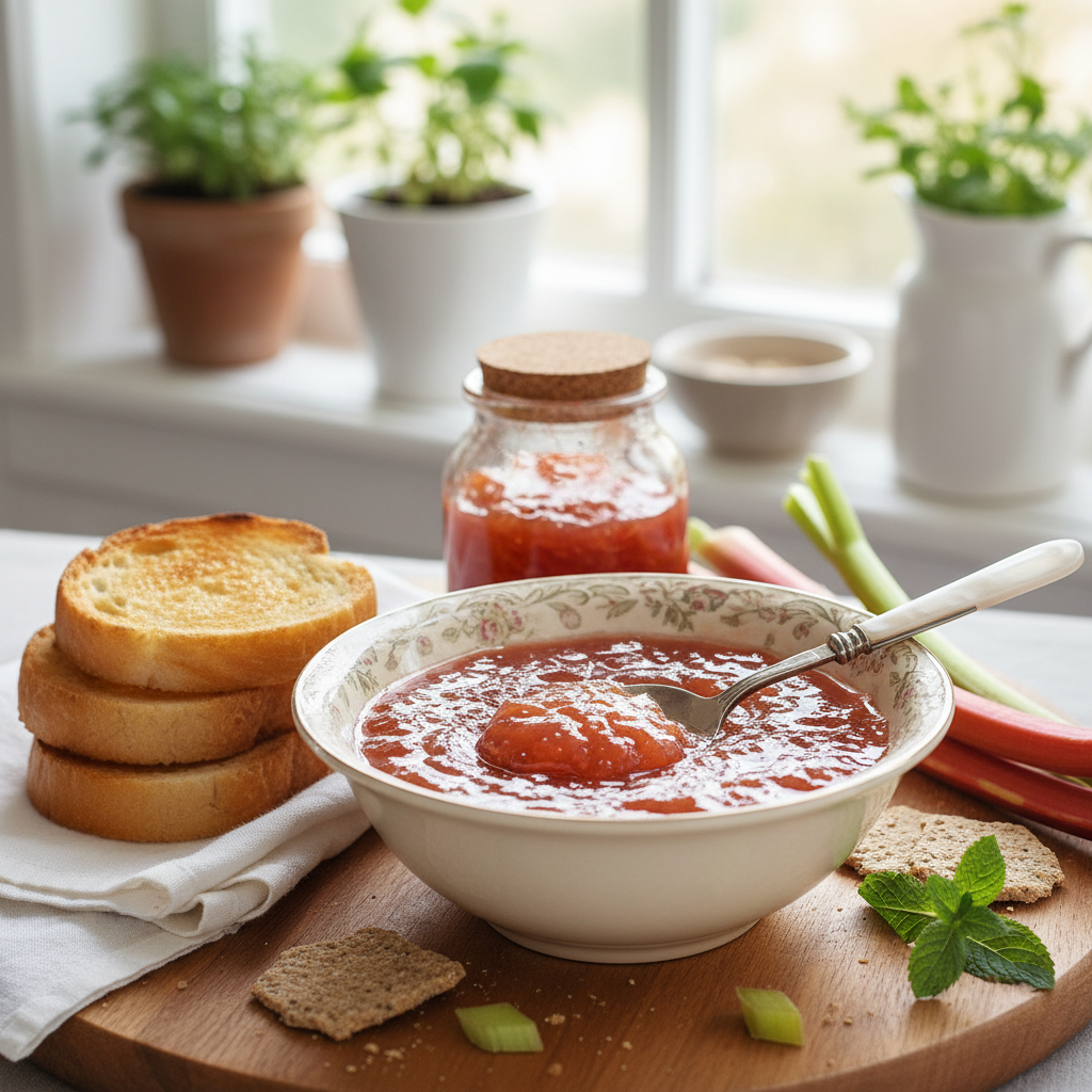 Photo de Recette de confiture de rhubarbe fondante de grand-mère