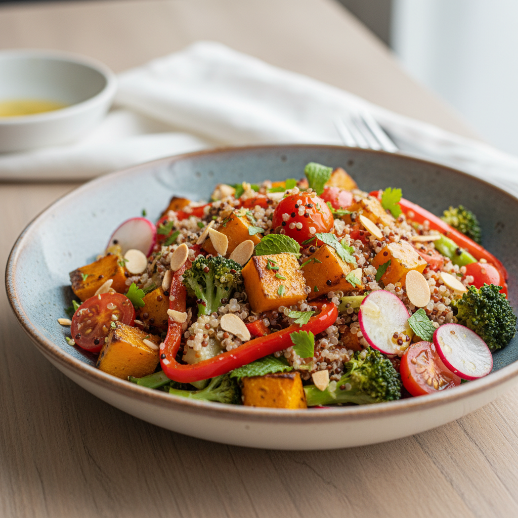 Photo de Recette de salade de quinoa aux légumes rôtis croquante