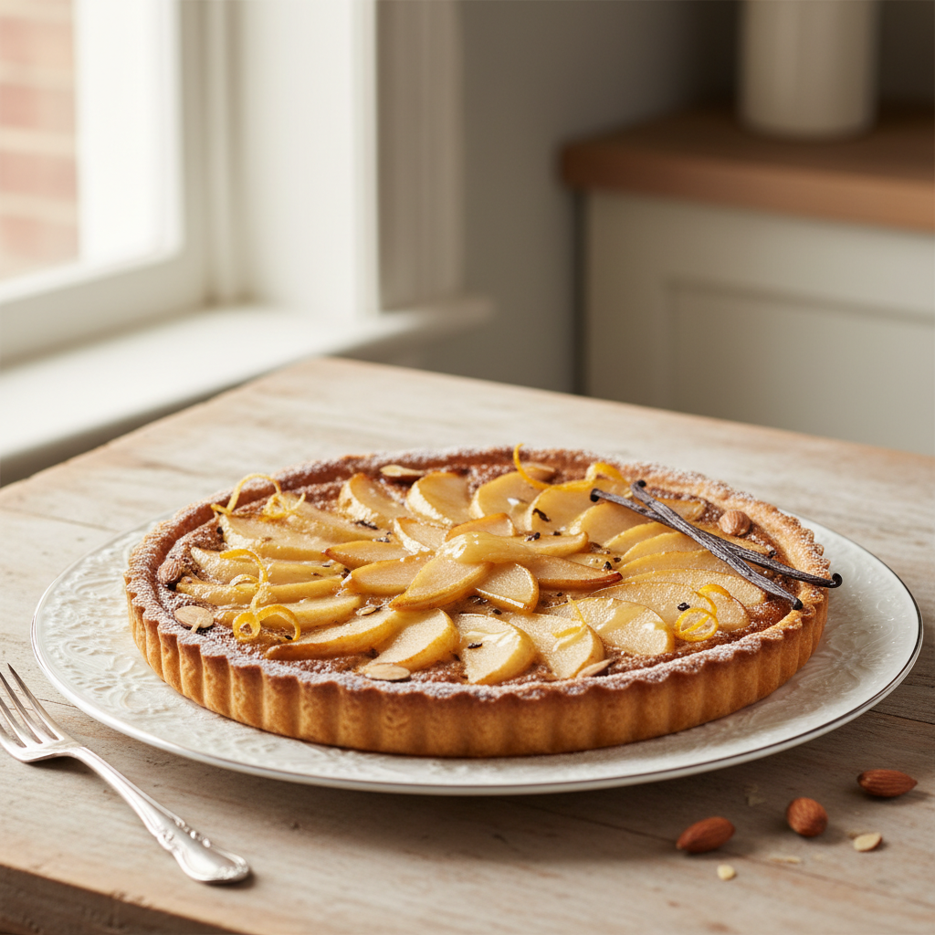 Photo de Recette de tarte amandine aux poires et vanille Bourbon