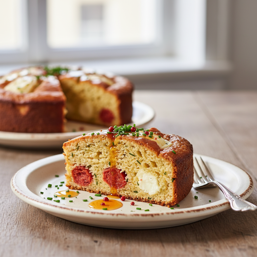 Photo de Recette de cake salé au chorizo et chèvre ultra moelleux