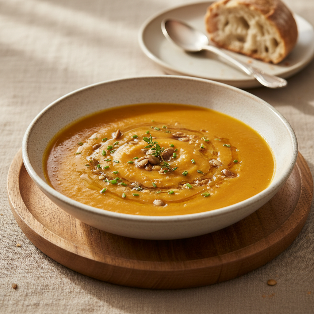 Photo de Recette du velouté de potiron onctueux au beurre noisette