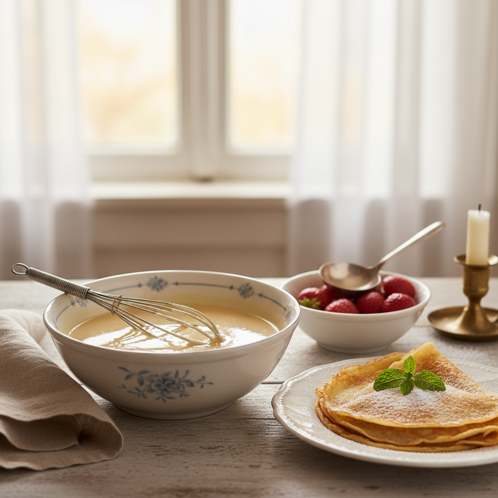 Photo de Recette de la pâte à crêpes fine et sans grumeaux