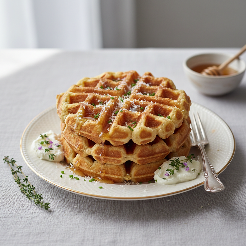 Photo de Recette de gaufres salées croustillantes au fromage
