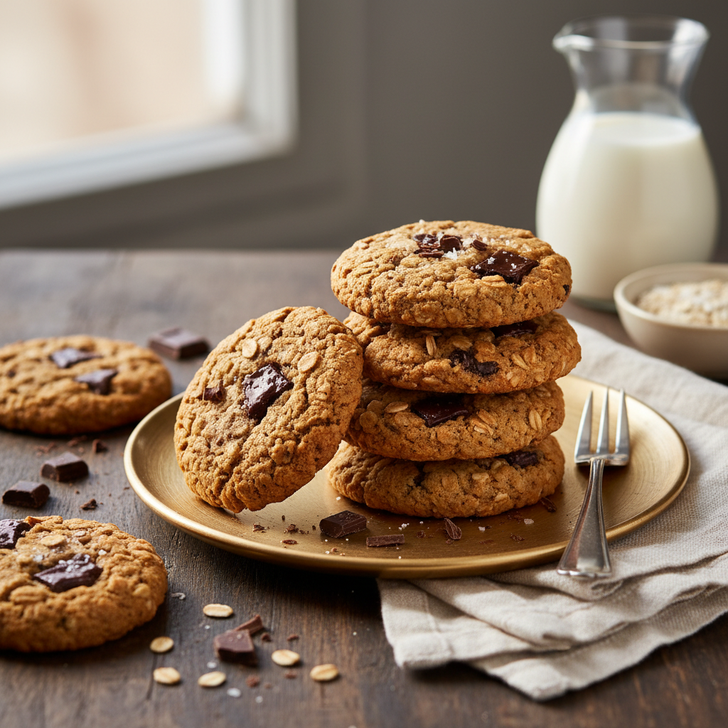 Photo de Recette de cookies healthy à l'avoine et chocolat noir